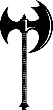 Black Silhouette Battle Axe Representing Medieval Weapons and Warfare