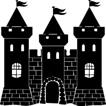 recommend clip art: Black Silhouette of a Castle - Medieval Architecture with Copy Space