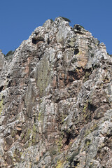 Rockland. Rock formation in Salto del Gitano, in the Monfragüe Natural Park (Cáceres), where griffon vultures nest