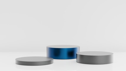 Abstract cylinder pedestal podium. 3D rendered image illustration. Minimal scene background. Can be used for displaying items or products.