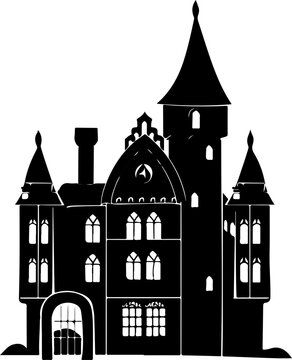 recommend clip art: Black and White Castle Silhouette - Gothic Architecture in Simplicity