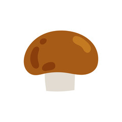 Fresh mushroom champignon in flat style on a white background. Healthy food. Ingredient for cooking.