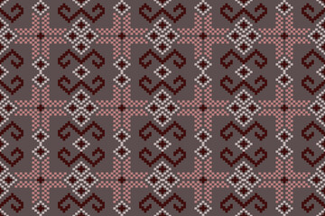 Pixel art vector for Fabric geometric ethnic pattern seamless,Pixel pattern art wallpaper Background, Design for fabric, curtain, carpet ,geometry seamless pattern art illustration