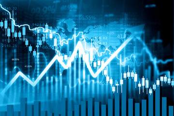 Stock market trading graph analysis. forex graph stock market graph chart. 3d illustration.