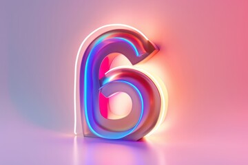 Fototapeta premium A large number 6 is shown in a bright orange and blue color