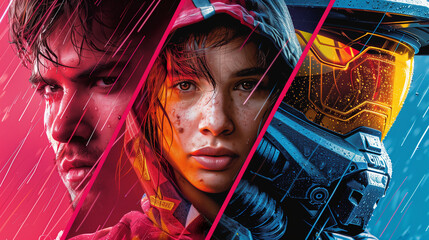Three Characters in a Video Game Scene