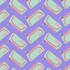 pencil case seamless pattern, back to school elements, Flat design style vector illustration