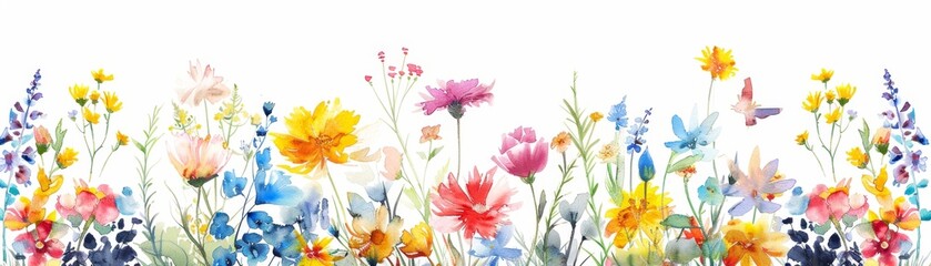 Obraz premium Ethereal Nature Celebration: Watercolor Fireworks Flowers on White Background