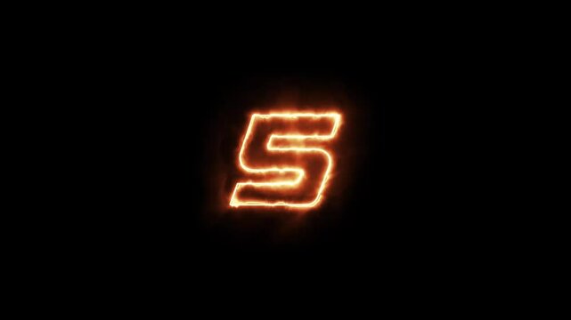 Neon and fire bright glowing countdown timer from 10 to 0 seconds