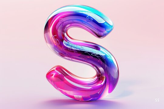 A colorful, abstract letter S made of glass