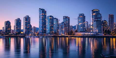 Obraz premium Glowing Cityscape: Real Estate Website Background