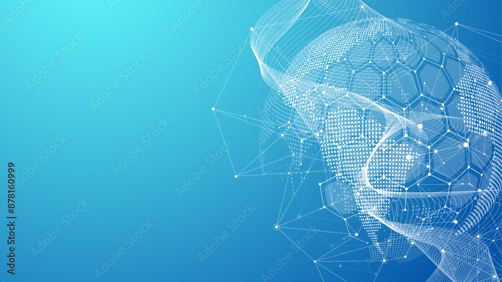 Leinwandbilder Global network connection concept. Big data visualization. Social network communication in the global computer networks. Internet technology. Business. Science. Vector illustration
