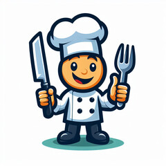 A chef mascot cartoon illustration in white background