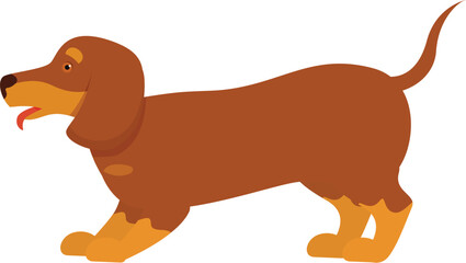 Illustration of a brown dachshund walking with its tongue out