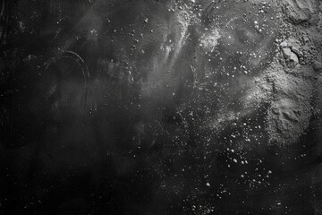 Dust Texture. Chalk Dust on Black Surface with Glistering Powdery Dust Particles