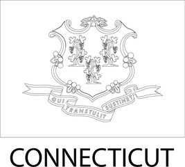 Connecticut Flag, United States Flags, Black and White Image, Vector Image, Color Book design