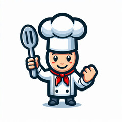 A chef mascot cartoon illustration in white background