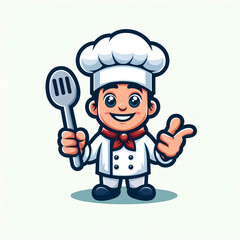 A chef mascot cartoon illustration in white background