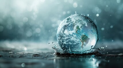 Stunning Image of Earth Encased in Ice with Water Droplets in a Mystical Atmosphere