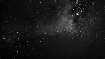 Obraz premium Starry sky at night, dark blue background, starry field, glowing stars, blurred stars in the lower left corner of the screen, minimalism, wide angle