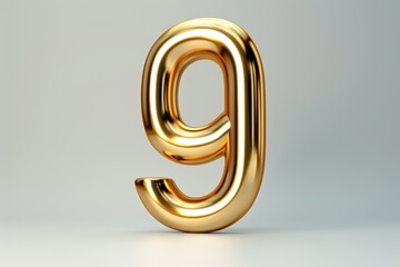 The number nine is shown in gold, with a shiny and reflective surface