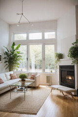 Fototapeta premium cozy scandinavian home living room interior