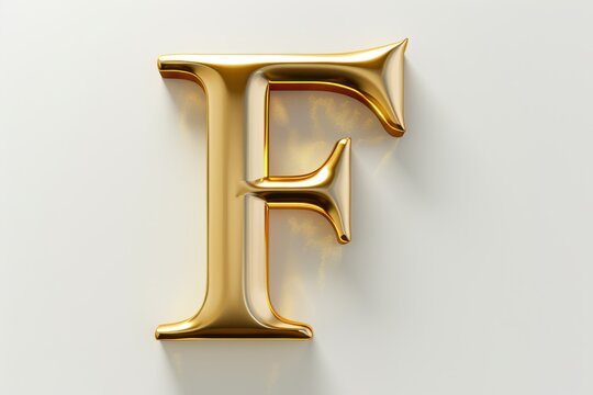 The letter F is made of gold and is shiny