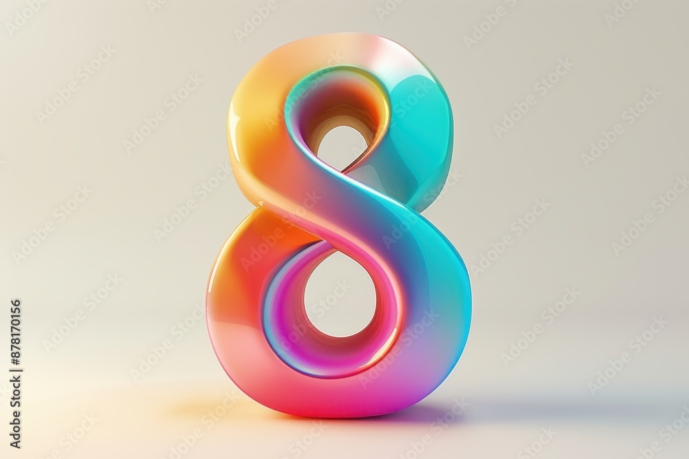 Fototapete the number 8 is a colorful, abstract shape that is floating in the air