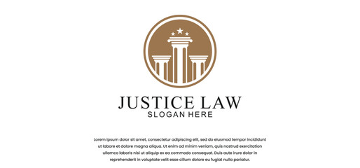 law logo with pillars of justice symbol concept, creative premium of lawyer and law office