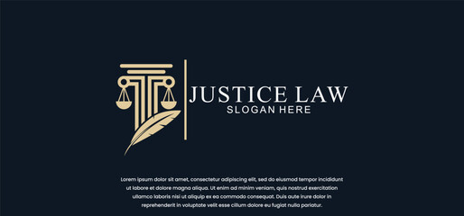 law logo with pillars of justice symbol concept, creative premium of lawyer and law office