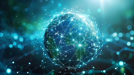 Obraz premium Abstract global network concept with planet Earth,