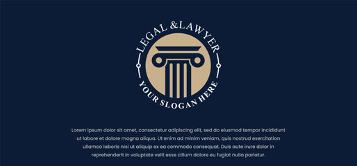 law logo with pillars of justice symbol concept, creative premium of lawyer and law office