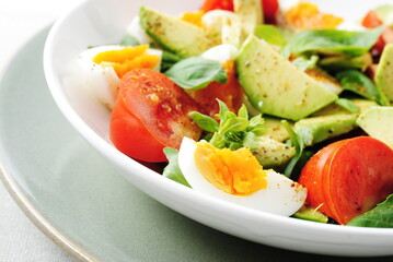 fresh salad with tomatoes and cucumbers