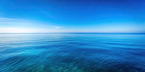 Obraz premium Empty calm Mediterranean sea and clear blue sky , tranquil, serene, peaceful, nature, seascape, water, ocean, horizon