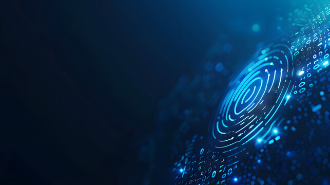 technology background with biometric print blue background