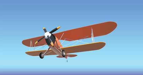 Naklejka premium Airplane, retro plane in the sky. Vector.