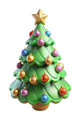 Fototapeta premium A charming 3D-style Christmas tree adorned with Bethlehem star and festive toys, perfect for sublimation, web, print, and joyful holiday-themed projects