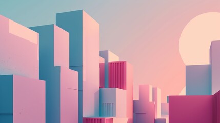 Fototapeta premium Minimalistic Architecture Desktop Wallpaper with Abstract Shapes and Clean Lines, Showcasing the Beauty of Simplicity and Depth through Negative Space and Subtle 