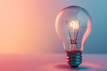 Burning lamp on gradient background, copy space