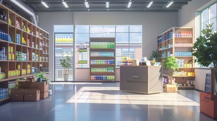 An office with a smart inventory system that tracks supplies and automatically reorders when stock is low