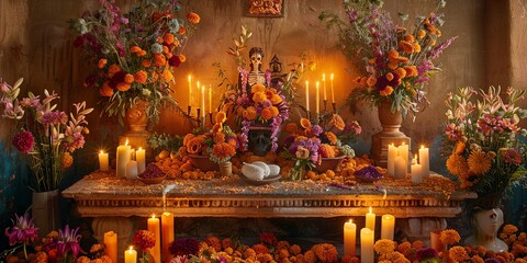 Vibrant Celebration of Dia de los Muertos Altar