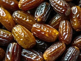 dates close up. date palm background. Date palm on a traditional craftsman market.Horizontal image.