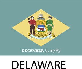 Delaware Flag, United States Flags, Vector Image, Editable illustrator image
