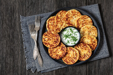 baked cottage cheese parmesan pancakes on plate