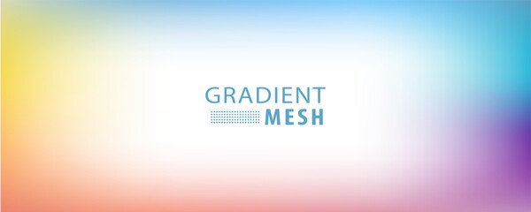 Smooth and blurry colorful gradient mesh background. Modern bright rainbow colors. Easy editable soft colored vector banner template. Premium quality