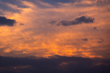 Dramatic Sunset Sky with Vibrant Orange and Purple Clouds