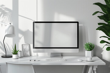Computer on a sleek modern desk in a home office