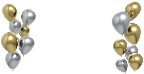 celebration gold silver balloons 3d