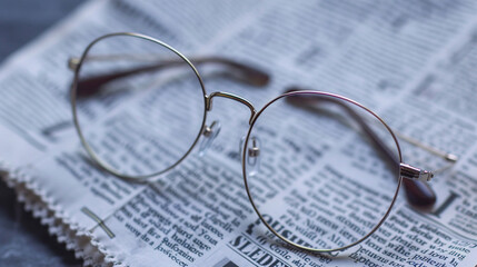 Focused Glasses on Newspaper Headline: Empowering Movement News