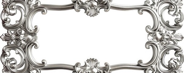 Baroque-style silver frame with swirling designs and rich textures